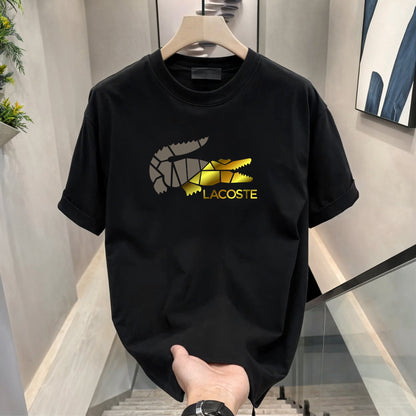 Men's Brand Premium Selling T-Shirt (BD-BLUE ARMOUR+LACOSTE GOLD)