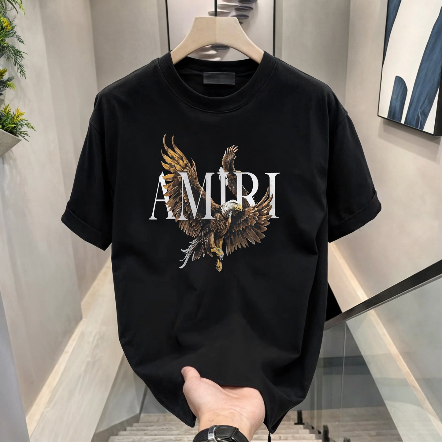 Men's Brand Premium Selling T-Shirt (BD-AMIRI+ BURBERRY GOLD)