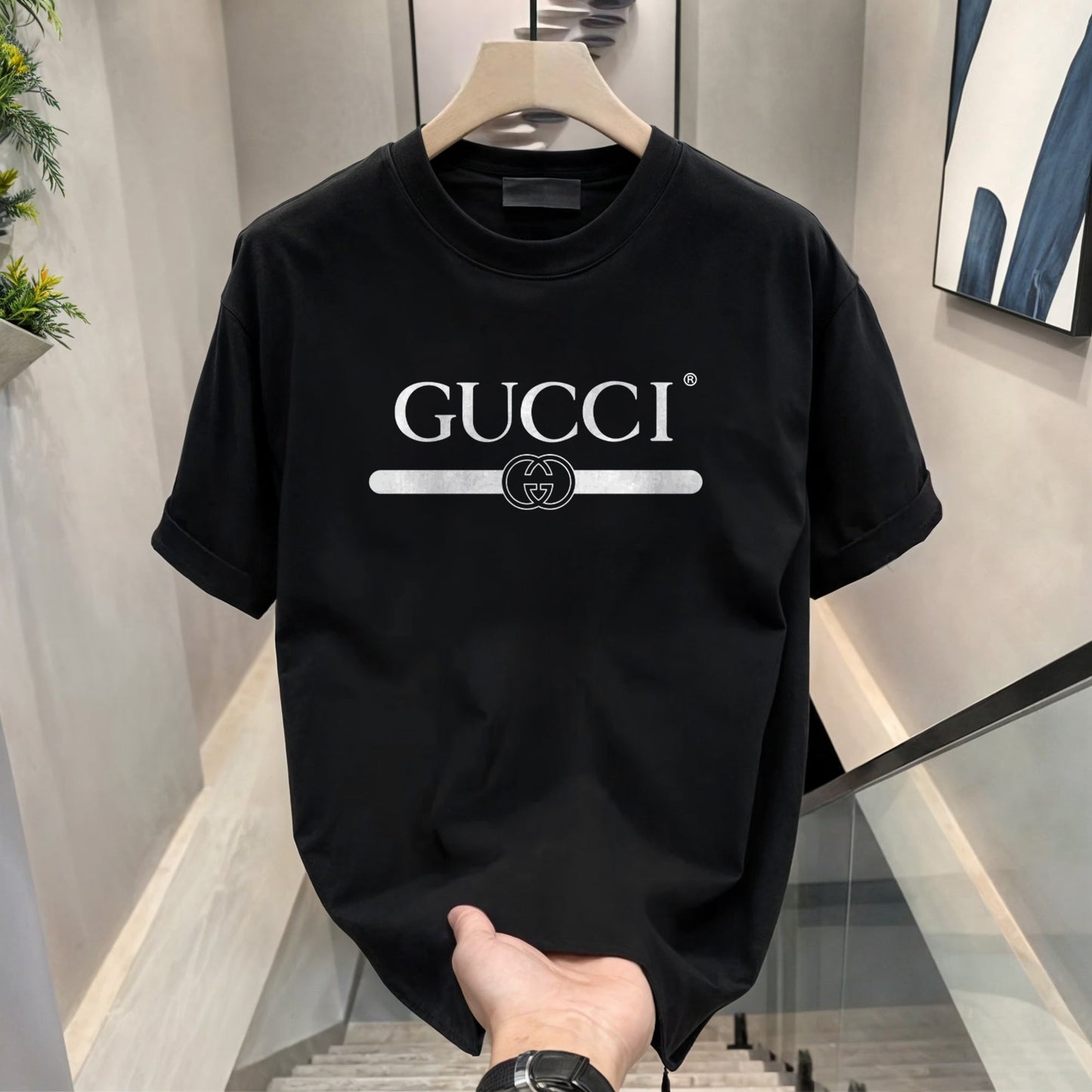 Men's Brand Premium Selling T-Shirt (BD-BURBERRY GOLD+GUCCI)
