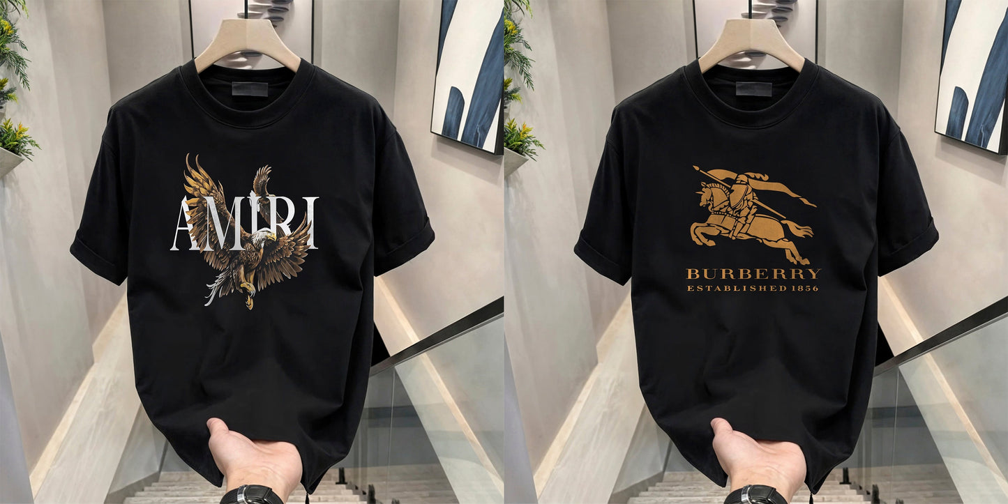 Men's Brand Premium Selling T-Shirt (BD-AMIRI+ BURBERRY GOLD)