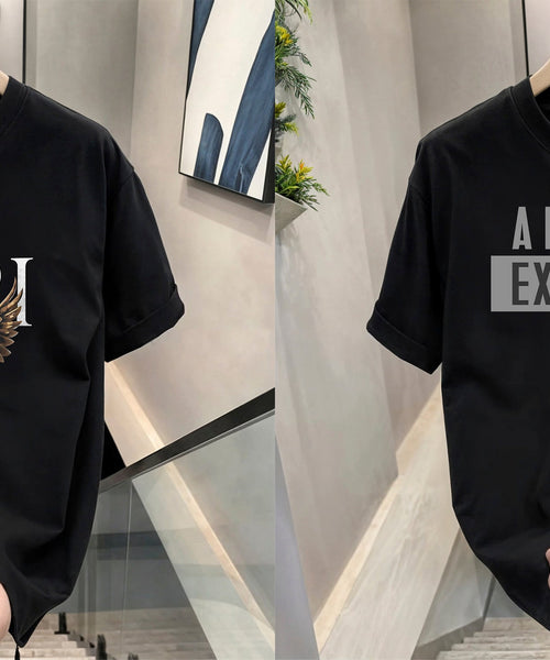 Men's Brand Premium Selling T-Shirt (BD-AMIRI+ ARMANI GREY)