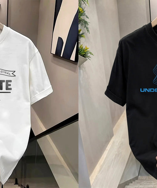 Men's Brand Premium Selling T-Shirt (BD-BLUE ARMOUR+LACOSTE PARIS)