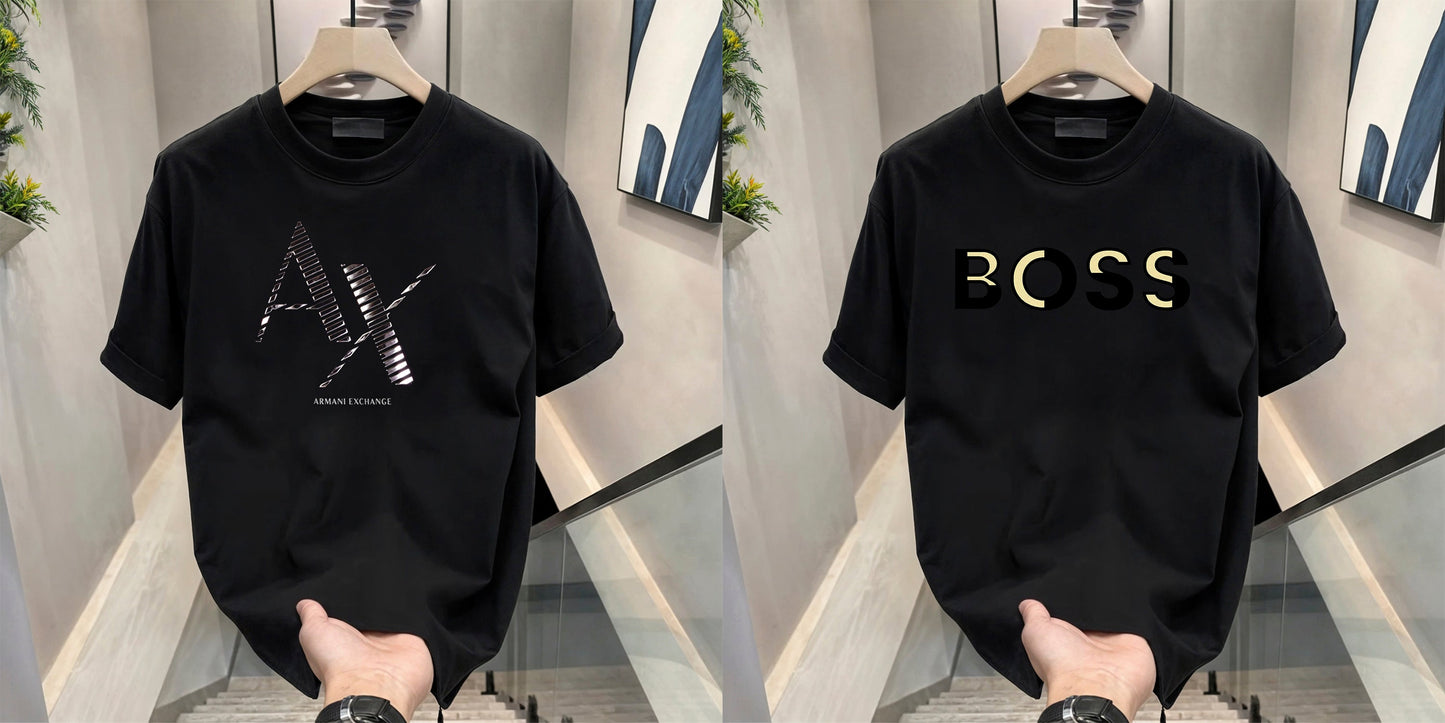 Men's Brand Premium Selling T-Shirt (BD-AX CUT+GOLD BOSS)