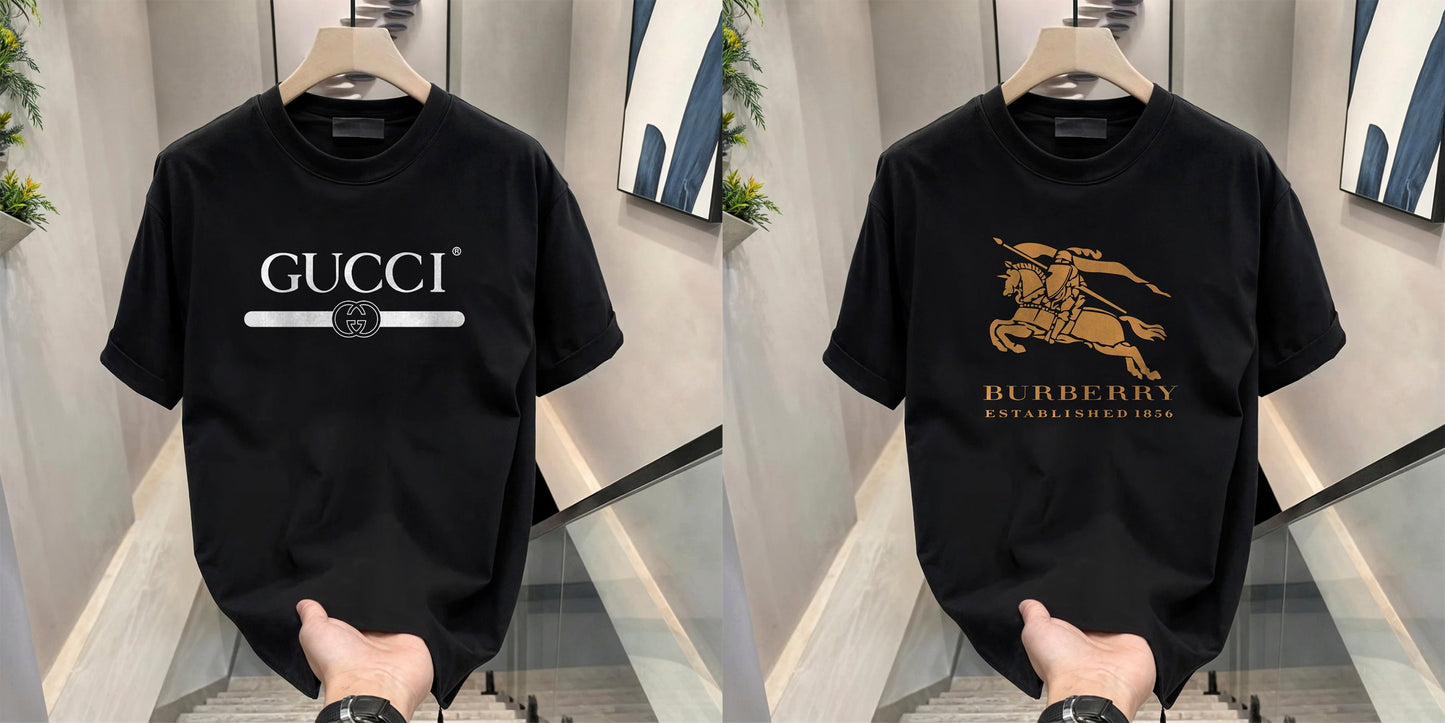 Men's Brand Premium Selling T-Shirt (BD-BURBERRY GOLD+GUCCI)