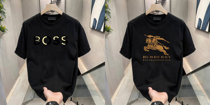 Men's Brand Premium Selling T-Shirt (BD-GOLD BOSS+BURBERRY GOLD)