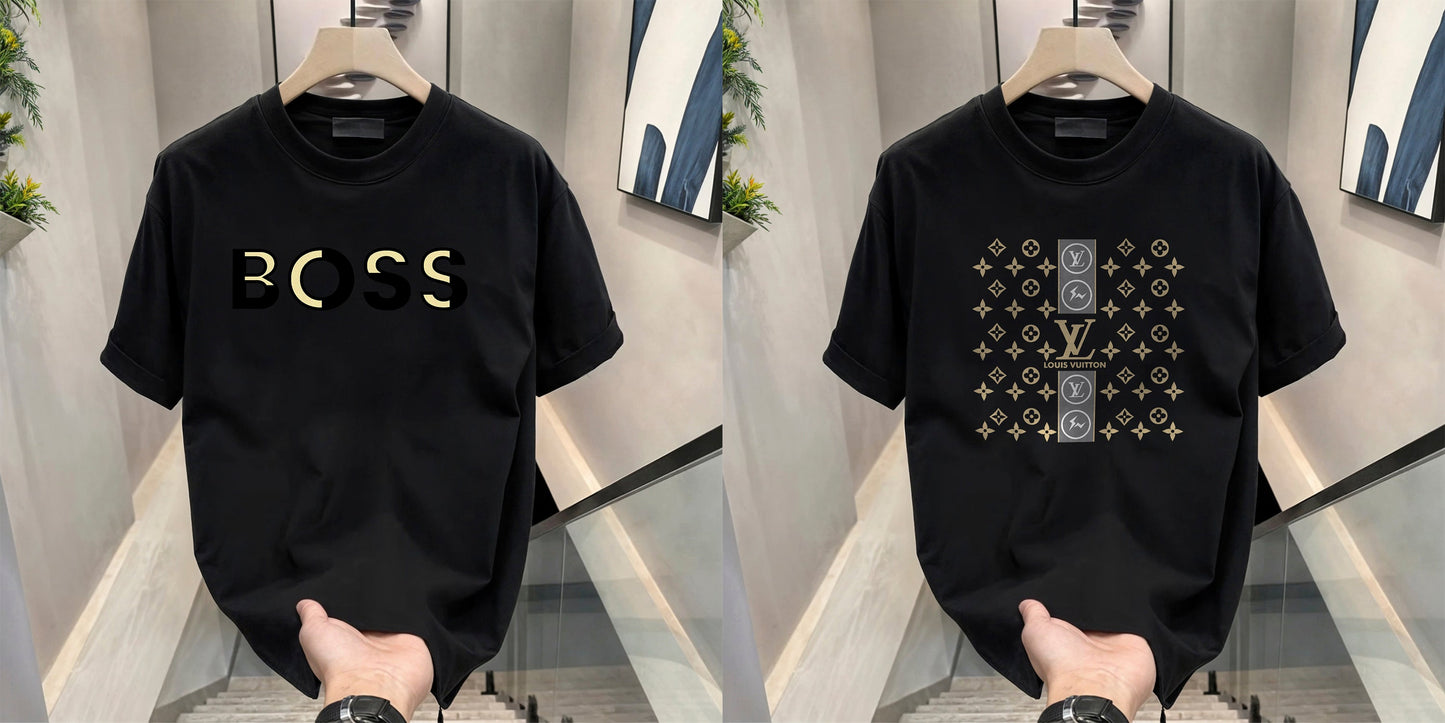 Men's Brand Premium Selling T-Shirt (BD-GOLD BOSS+LV STARS)
