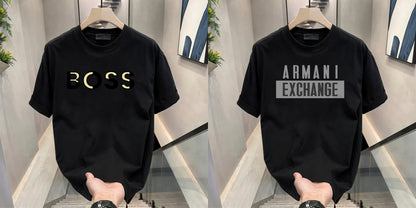 Men's Brand Premium Selling T-Shirt (BD-GOLD BOSS+ARMANI GREY)