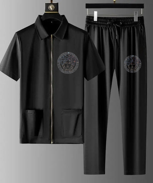 Luxury Men Zipper Rhinestone Co-Ord Set (EMPRESS)